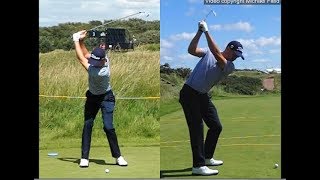 Justin Thomas golf swing  Long Iron faceon amp downtheline July 2017 [upl. by Pruchno]