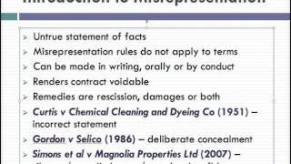 Misrepresentation Lecture 1 of 4 [upl. by Attennyl]